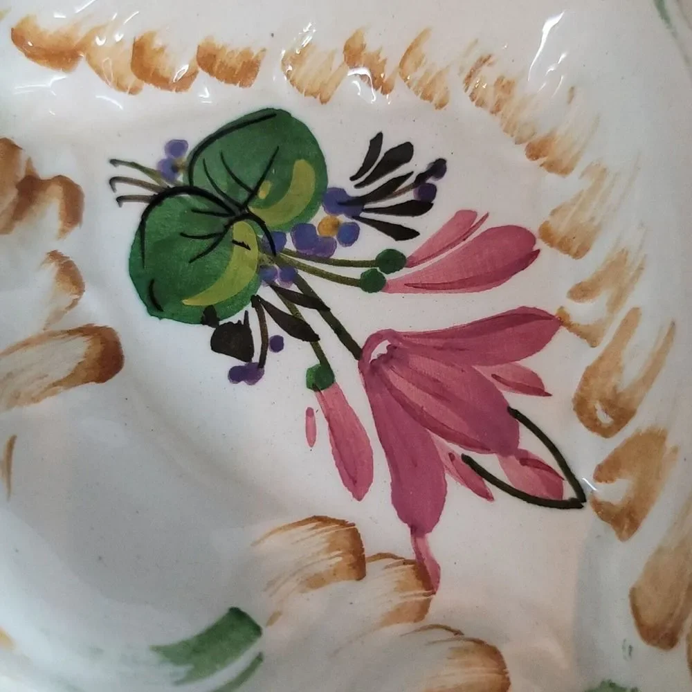Vintage Italian Ceramic‎ Handpainted Floral Divided Serving Plate